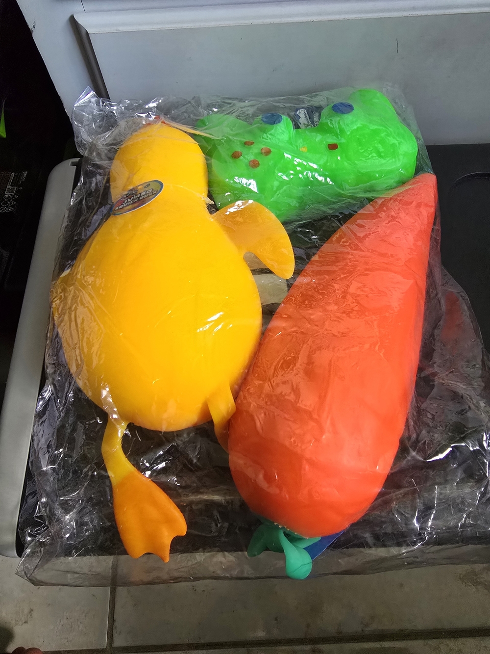 Squishy Toys Trio - Yellow Duck, Orange Carrot, Green Controller